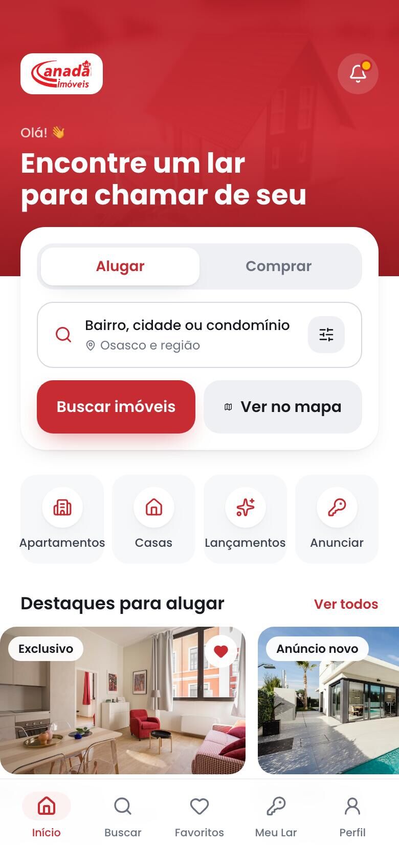 Tela inicial do app